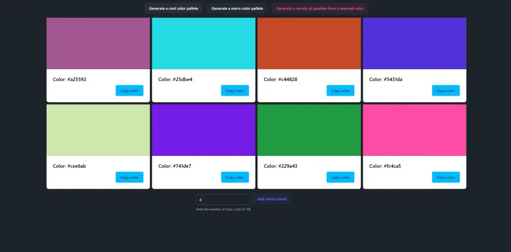 Color Palette Generator: herramienta web para armar paletas de colores y copiar códigos HEX